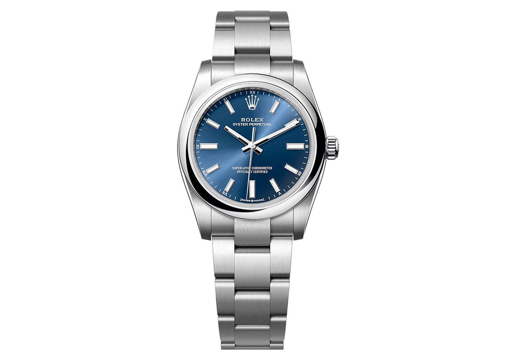 Rolex oyster perpetual 34mm blue sale