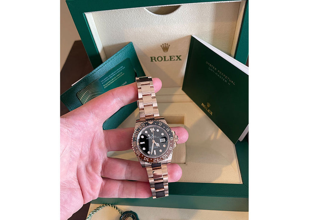 Gmt master ii black on sale gold