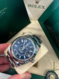 Rolex Sky-Dweller 42mm 336934 Oystersteel Fluted Bright Blue Dial